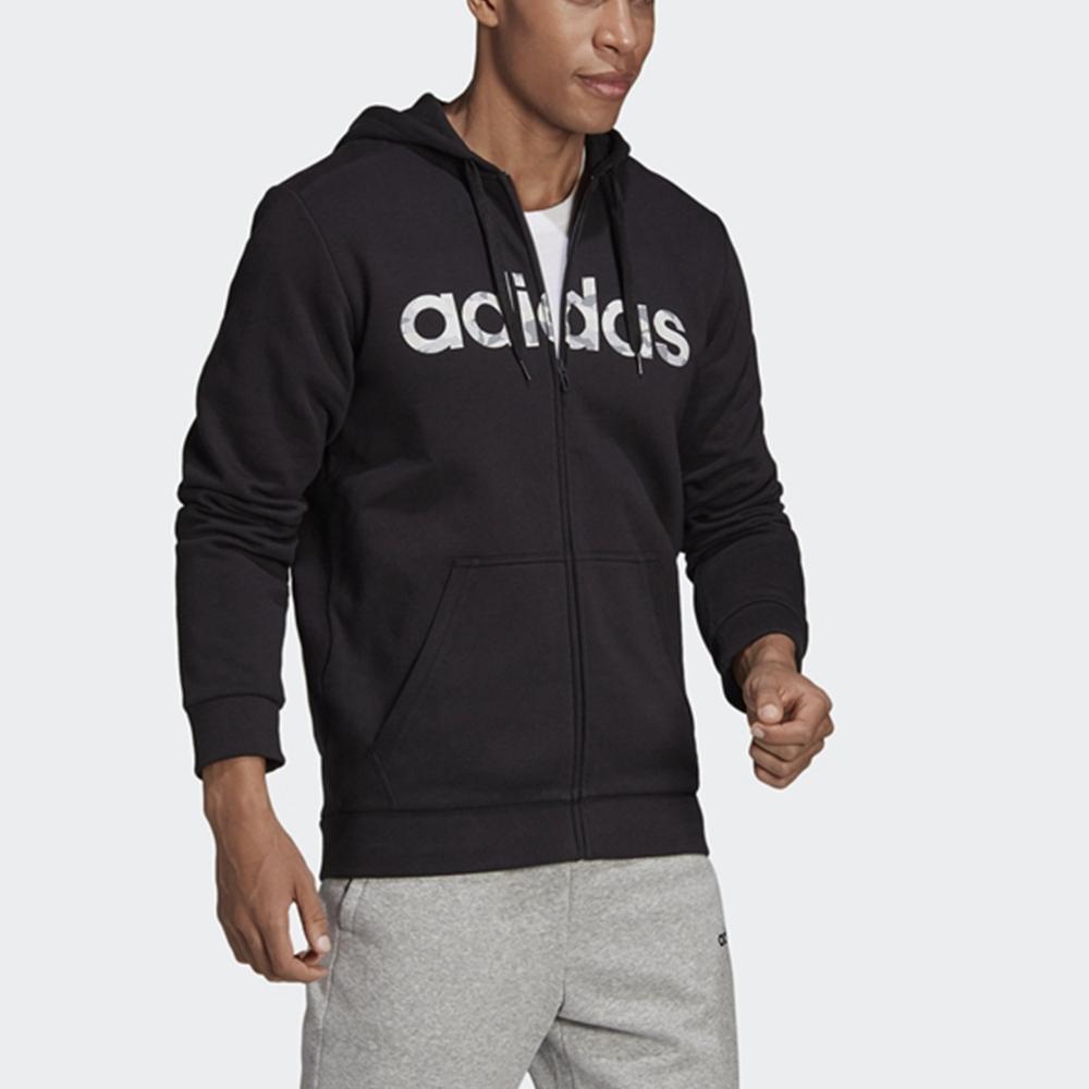 adidas Спортивная повседневная куртка с капюшоном на молнии, мужская верхняя одежда, черная EI9736