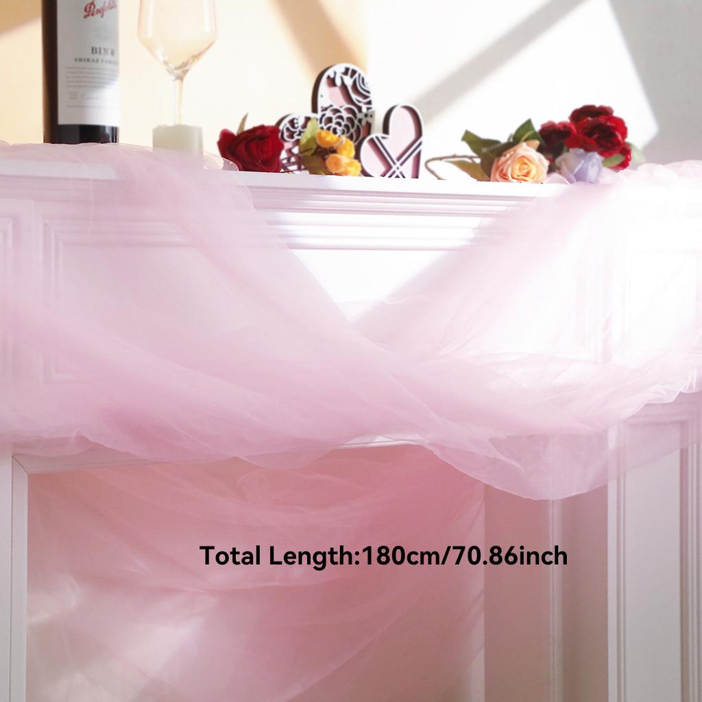 Розовый тюлевый дорожка на стол - Прозрачная шифоновая скатерть для Дня святого Валентина, Свадебной годовщины, Романтического ужина, Вечеринки, Домашнего декора