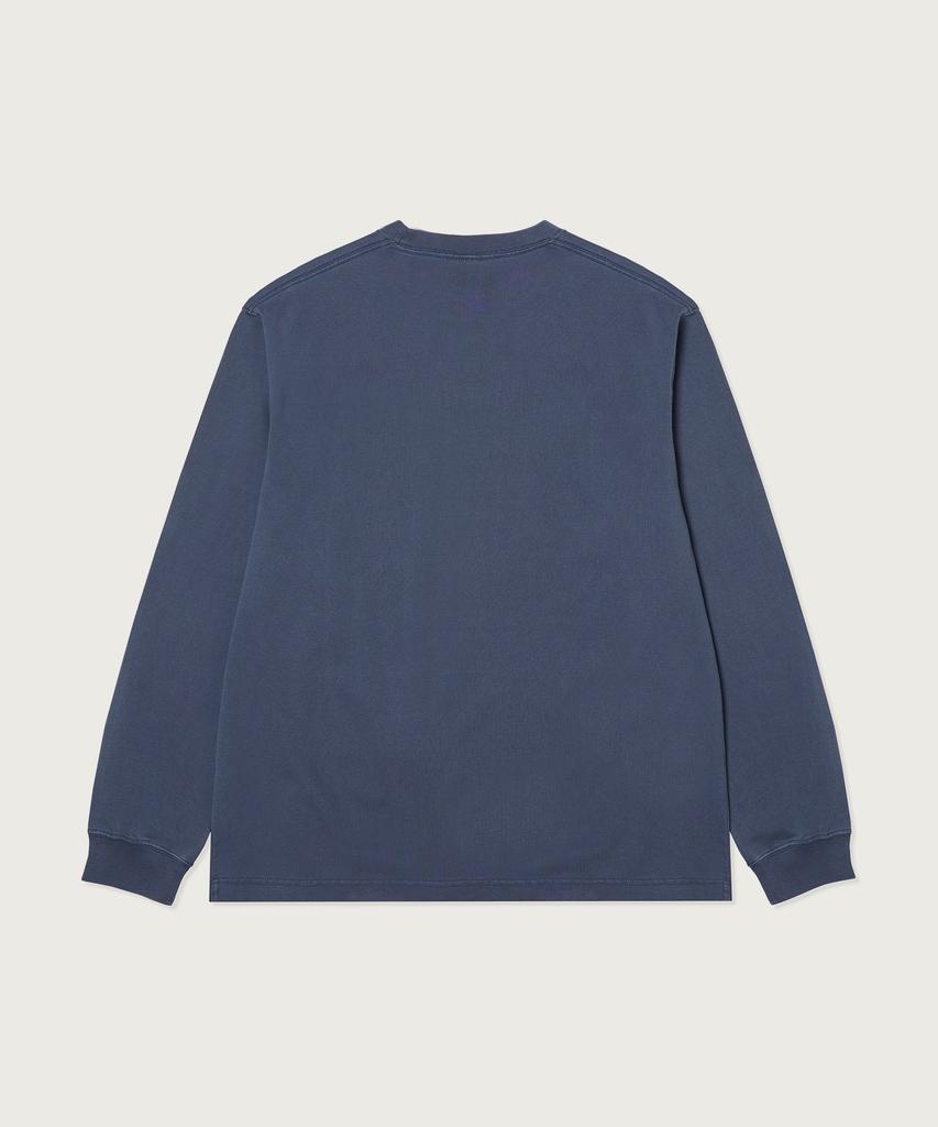 CHAMPION Arch Logo Loose Fit Garment-Dyed Long Sleeve T-Shirt Blue