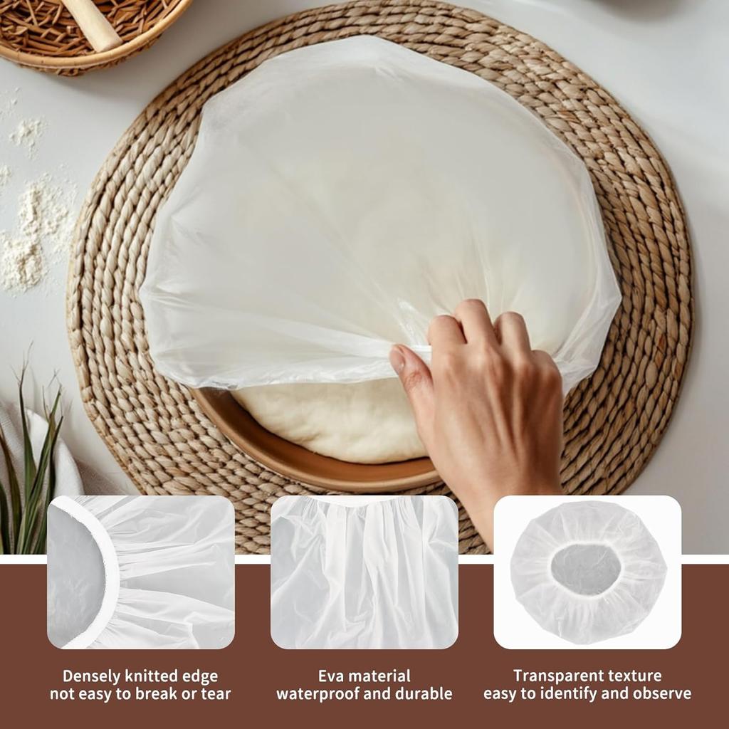 MAQIHAN Reble Bowl Covers for Bread Proofing 2pcs Eva Plastic Bowl Cover Stretch Elastic Food Storage Wrap Shower Caps Sourdough Rising Basket Dough
