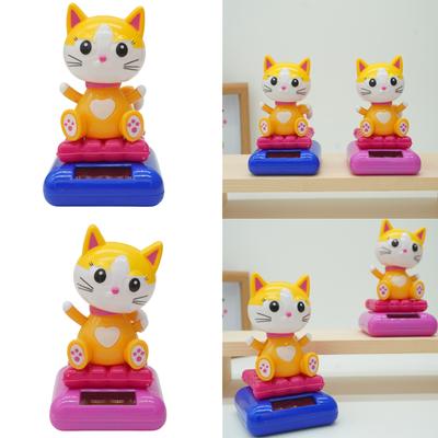 Кошачьи украшения, фигурка с качающейся головой для приборной панели, подарок на день рождения, украшение для подоконника, игрушка для приборной панели кошка на солнечной батарее