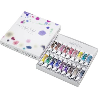 Акварельные краски Kusakabe с пигментами Single Pigment, грануляция 314055, и краски с прокрашиванием, набор из 18 цветов