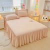 Сплошной цвет юбка-кровать, кружевная юбка с рюшами, 1 шт., чехол для кровати, покрывало для спальни, юбка-кровать, нескользящий чехол для матраса, простыня, покрывало