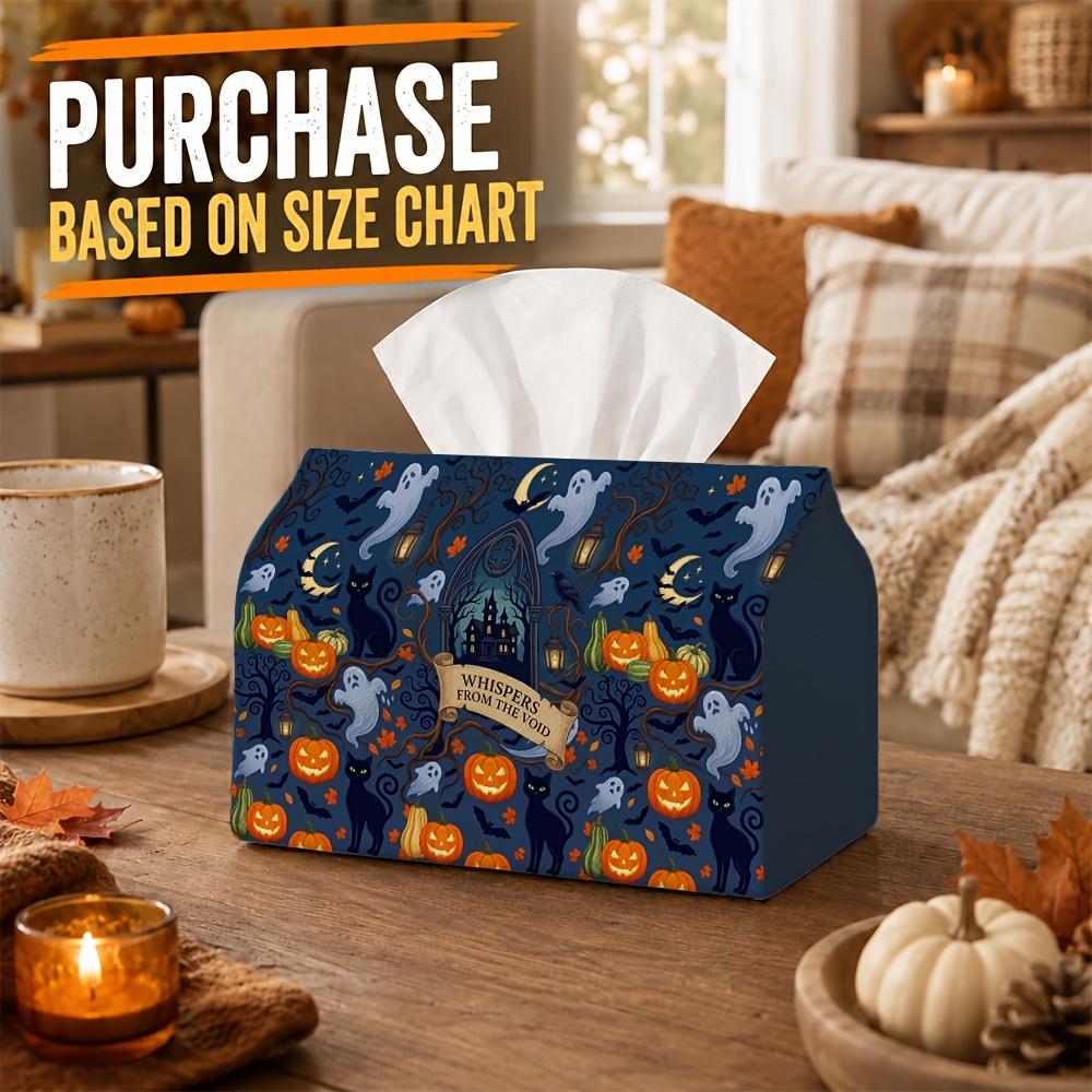 1pc Whimsical Spooky Halloween Tissue Box | Hot-selling Halloween Napkin Dispenser, for Pumpkin Themed Home Parties Feline Bat Castle, Trendy Decorati