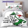 Green Eggs and Ham Pattern Bedding,Quilt Set Quilt Cover Pillowcase Home Birthday Gift (1 * duvet cover + 2 * pillowcase, without core)