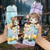 1PC Flower Field Girl Yellow Bloom Pattern 750ml Color Plastic Sports Water Bottle Leakproof Flip Straw Lid Suitable for Sports Office Home Use