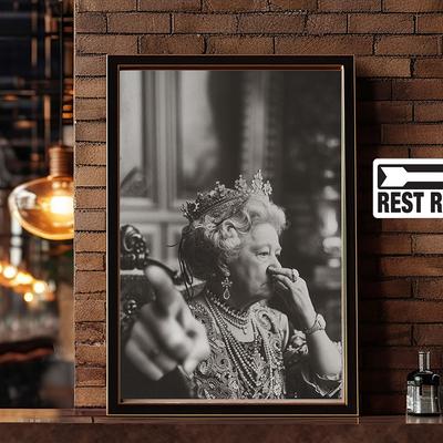 Винтажный портрет королевы, художественные постеры с принтом для туалета, юмора, забавные настенные картины, ретро холст, Декор, живопись для забавного бара, ванной комнаты