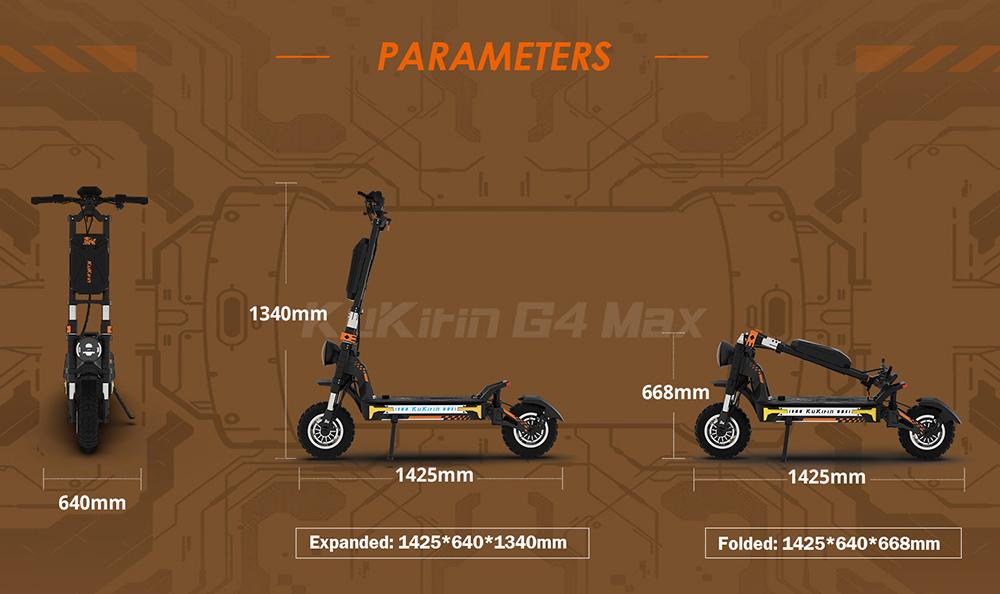 KuKirin G4 Max Off-Road Electric Scooter, 2*1600W Brushless Hub Motor, 12-inch Off-road Pneumatic Tires, 60V 35.2Ah Battery