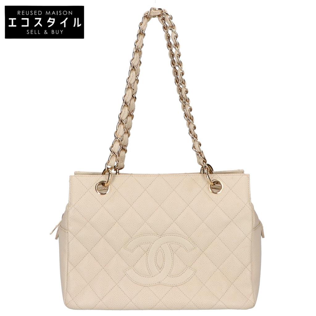 Chanel No. 8 Standard Chain Tote Bag Caviar Handbag IvoryUsed