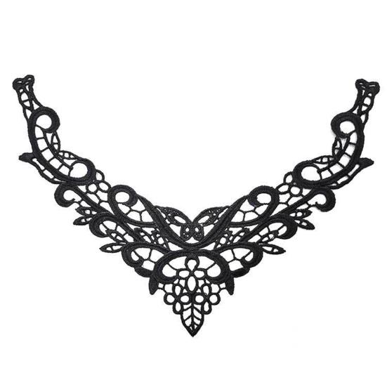 Embroidered Lace Collar V-Neck Butterfly Applique Women Embroidery Lace Neckline for Dress Gown Costumes DIY Sewing