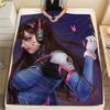 Фланелевое одеяло с принтом D.Va, Высококачественное, Удобное для всех сезонов, Декор для дома, Тепло и уют