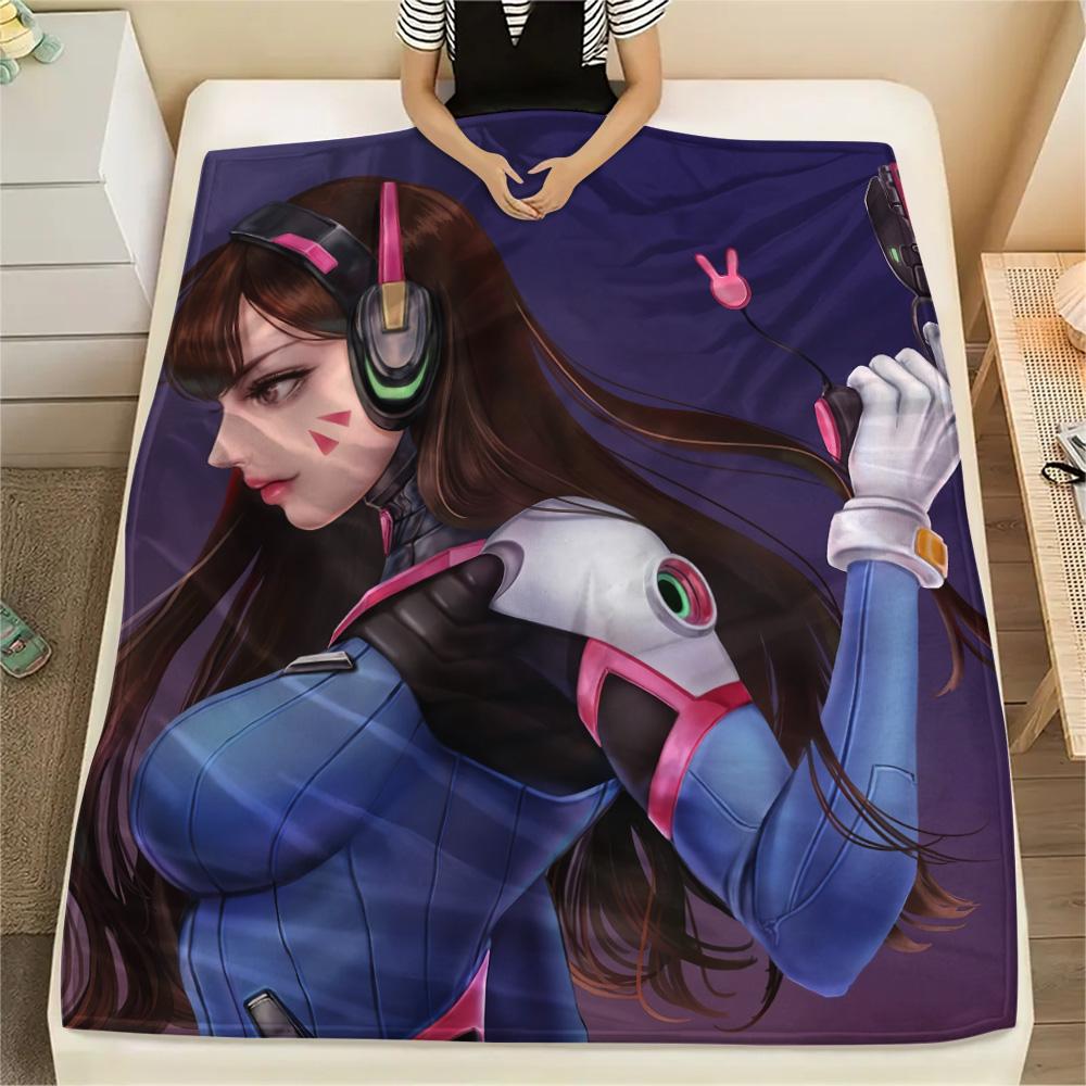 Фланелевое одеяло с принтом D.Va, Высококачественное, Удобное для всех сезонов, Декор для дома, Тепло и уют
