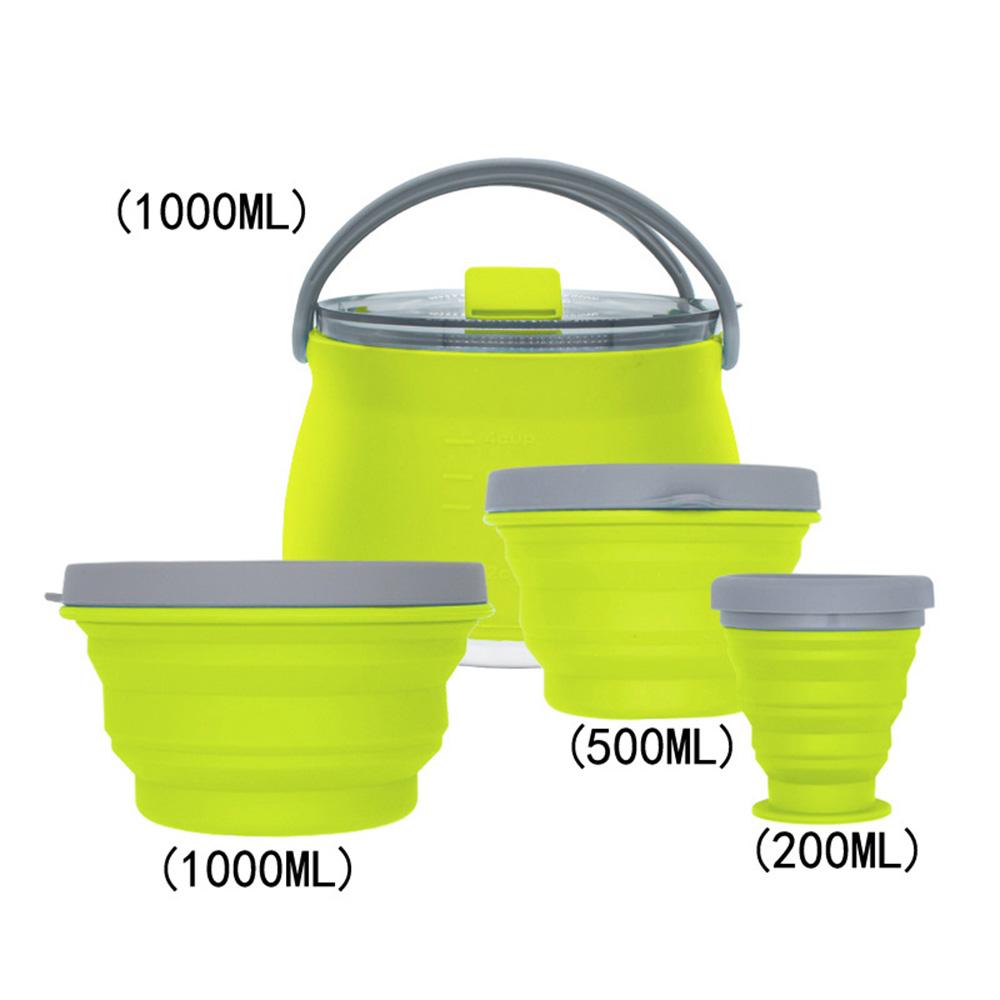 3/4/5 шт. Силиконовый складной чайник для кемпинга, кипящая вода, герметичная чашка для чая, кофе, кружка, посуда для отдыха на открытом воздухе, термостойкая.
