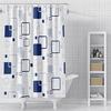 BohoGeometricBlueThemeBathroomShowerCurtainCute3DPrintedWaterproofFabricForKidsWithHookGeometricPatternDecorative Shower Curtain