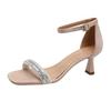 Square head with sandals women's thin heels sexy 2025 new summer silver skirt fairy style open-toed high heels