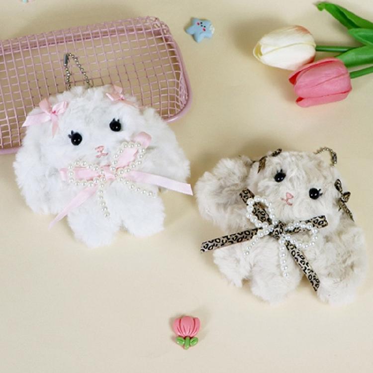 Брелок-кролик с длинными ушами и бантом Плюшевая игрушка Держатель для ключей Стильный аксессуар для студенческой сумки Подарок для девочек и подростков