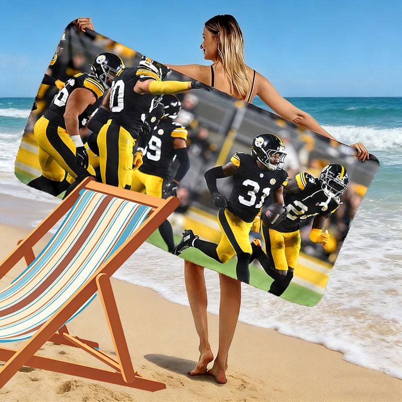 Steelers Players Print Beach Towel, Large Soft Quick Dry Towel for Beach Camping Swimming