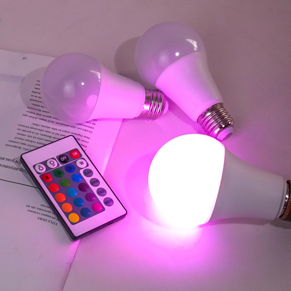 RGB LED Light Bulbs AC 220V E27 Bombillas LED Lamp IR Remote Control Changeable Colorful RGB White Ampoules Spotlight Led Bulb