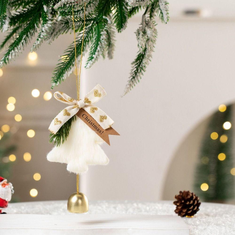 Plush Christmas Tree Xmas Decor Bell Pendant Soft Xmas Hanging Decoration Home Party