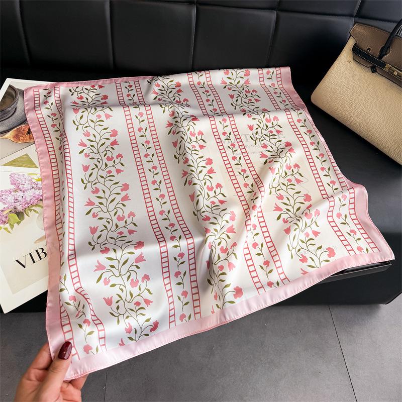 Luxury Printing Silk Square Scarf Women Neck Hair Tie Band Beach Hijab Kerchief Head Headbands Bandana Female Foulard 70Cm