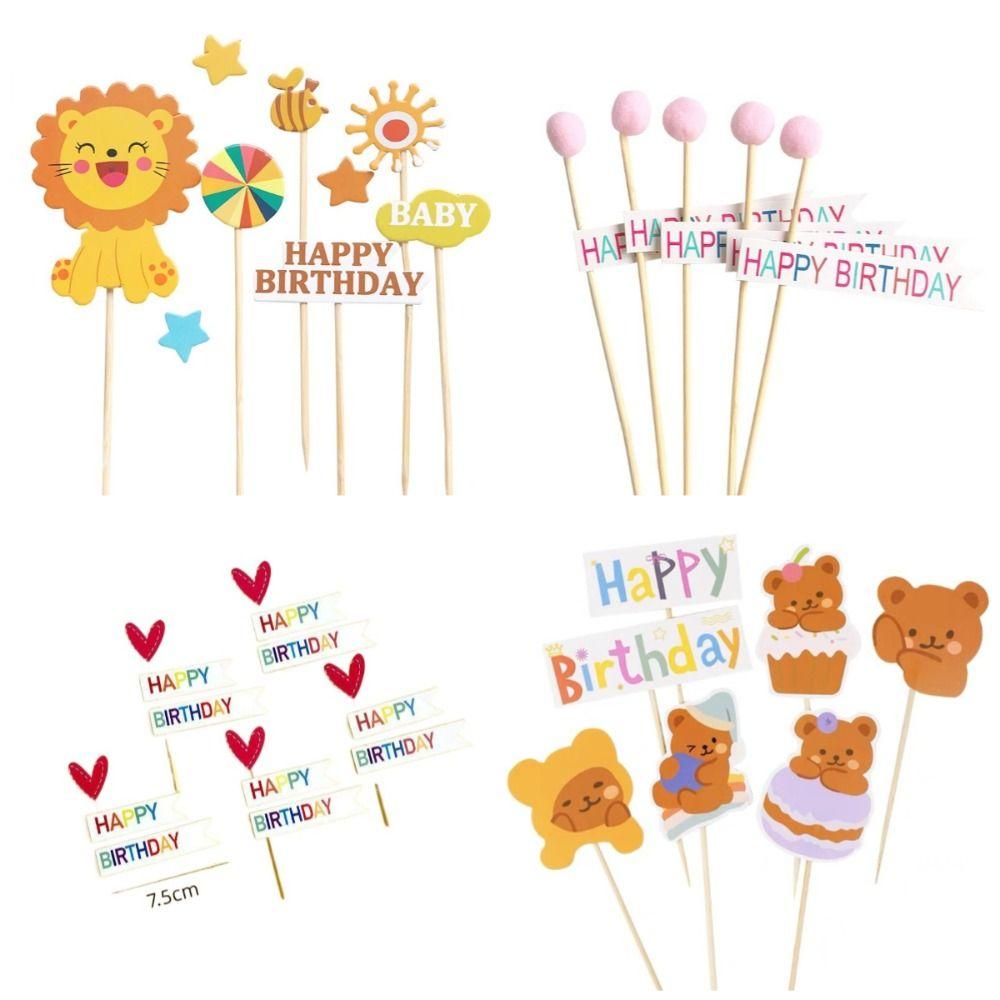 Милый Медведь Украшение для Торта С Днем Рождения Вставка для Торта на День Рождения Принадлежности для Вечеринки