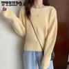 Женский свитер весна-осень свободный внешний вязаный свитер ленивый стиль пуловер длинный рукав вязаный свитер топ