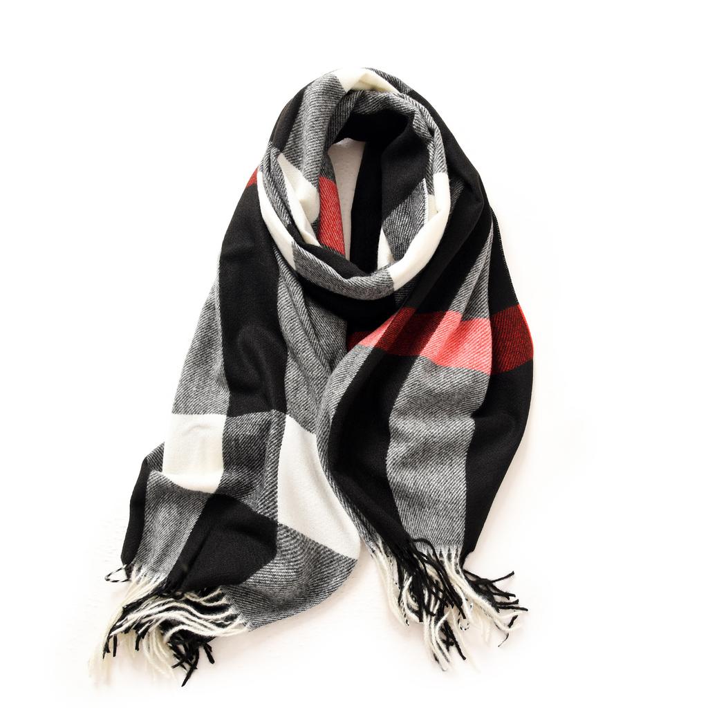 Scarf Women's Winter 2025 New Plaid Printing Tassel Imitation Cashmere Scarf Fashion Warm Shawl Scarf