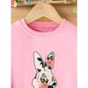 European sizes Easter Kids' HAPPY EASTER Floral Bunny Print Creative Casual Round Neck Sweatshirt