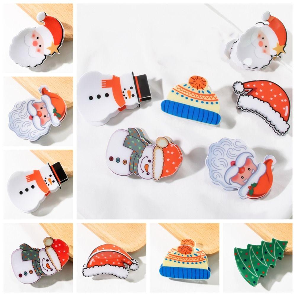 Christmas Snowman Santa Claus Christmas Tree Grab Clip Hair Claw Colourful Hat Small Shark Clip Hair Clip Gift Hair Accessories