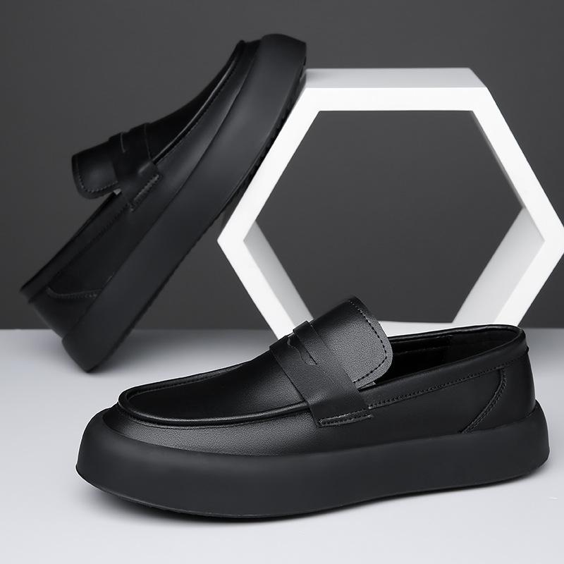 FashionNew Модные кожаные туфли на платформе для мужчин Дизайнерские однотонные деловые мужские туфли на мягкой подошве весна-осень