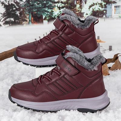 Женские зимние нескользящие высокие прогулочные ботинки для людей среднего и пожилого возраста: Теплые хлопковые зимние ботинки с бархатной подкладкой.
