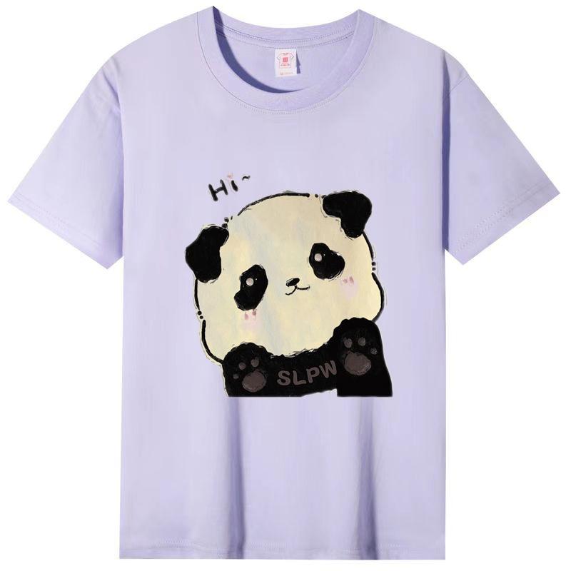 Summer Ladies Cute Cat Printed Cotton Breathable Style T-Shirt Short Sleeve