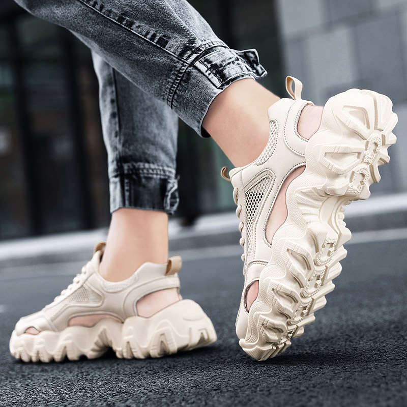 Летние сандалии Deporte на высокой подошве, мужские тапочки Tide, мужская повседневная обувь, мужские пляжные кроссовки для мальчиков и детей, теннисная сетка на меху