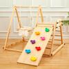 FUNLIO 4-in-1 Wooden Kids Swing & Slide Set, Foldable Montessori Jungle Gym for Kids, Indoor Playground with Swings, Slide, Ladder, and Climbing