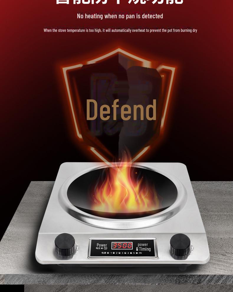 Concave 5000W High-Power Induction Stove: Commercial Stir-Fry, Stainless Steel, Multifunctional Electric Ceramic Cooker