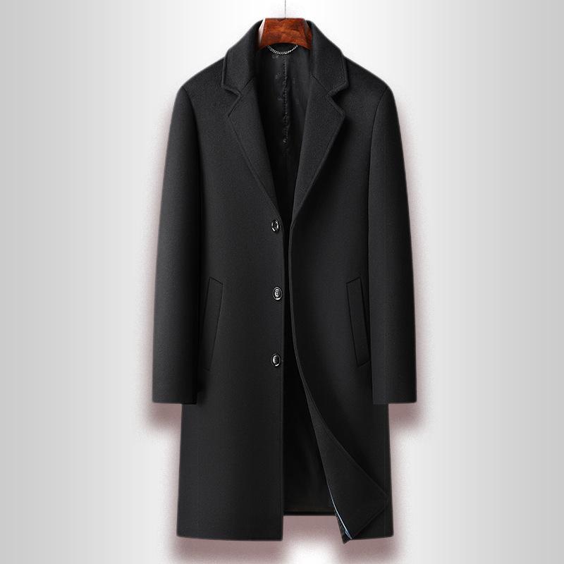 Autumn and Winter Men's Woolen Coat Business Casual Long Suit Collar Coat Men's Trench Coat