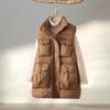 Down Vest for Women Winter OversizeThickened Warm Large Pocket Vest Casual Windproof Warm Turtleneck Vest
