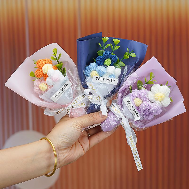 1 шт. Вязаный сюрприз Имитация букета Украшение Насыщенные цвета Красота Шелковый цветок Вечеринки Благословение Фотореквизит