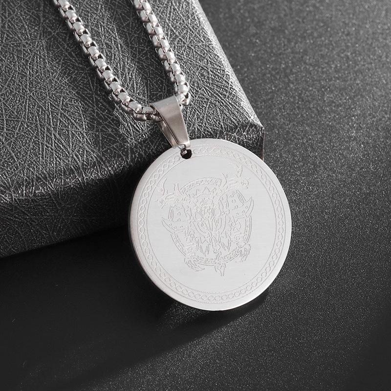 European and American Popular Sheep Head Hang Nordic Mythology Stainless Steel Simple Trendy Personalized Geometric Necklace