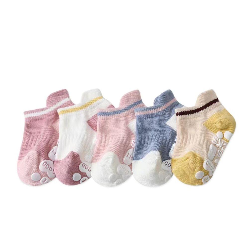 5Pairs Cotton Kids Ankle Sock Letter Toddle Walking Socks Creative Baby Floor Socks  Daily