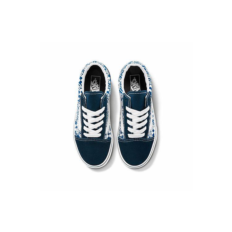 Vans Низкие парусиновые кеды Old Skool для детей, обувь для скейтбординга, детские кроссовки, сине-белые VN0A4BUU3U1