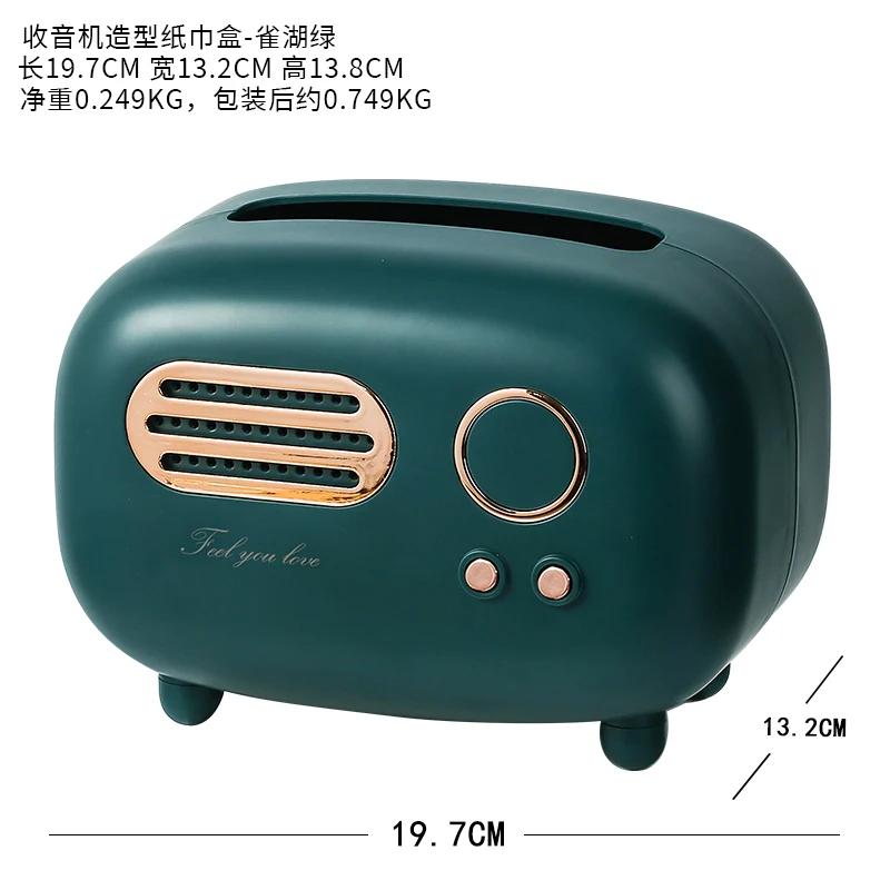 Ретро радиомодель, коробка для салфеток, настольный держатель для бумаги, винтажный диспенсер для хранения, чехол для салфеток, органайзер, орнамент, украшение для влажных салфеток