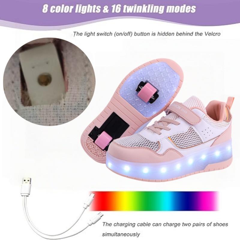 Children's Inline Skates Walking Shoes with Wheels And Lights Middle And Large Children's Retractable Flight Shoes