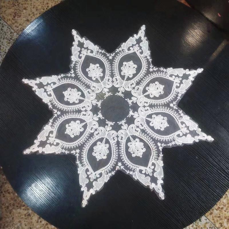 French Romantic Octagonal Lace Embroidered Tablecloth Bedroom Study Living Room Small Round Table Cover Wedding Party Decoration