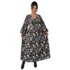 Printed V-neck High-waisted Loose Dress with Puffed Sleeves A Fashionable and Slimming Long Dress