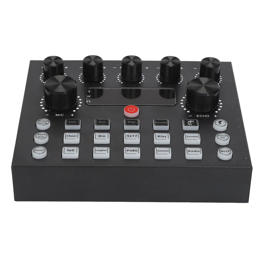 Live Sound Card Professional Reverb Effects Adjustable Bass Treble Dual Microphone Ports Dual Channe