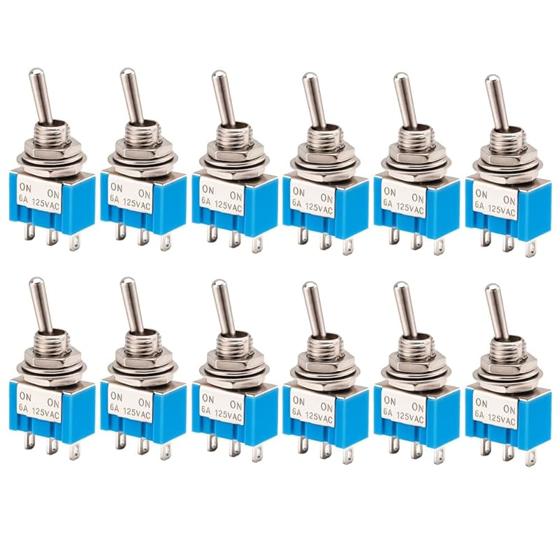 10A/12VDC, 6A/24VDC Universal Rocker Toggle Switch with Waterproof Cap, 2 Pin SPST ON/Off Switch with Metal Bat, Used for Car Auto Truck Boat (Pack