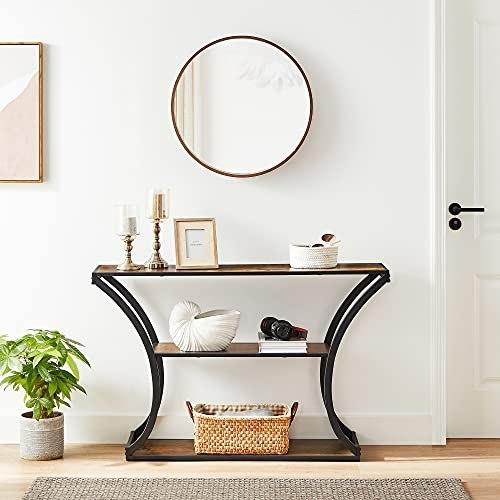 Console Table, Hallway Table, Curved Legs, Extended Top, For Living Room, Hallway, Bedroom, Vintage Brown/Black