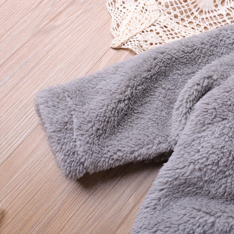 Baby Coral Fleece Hooded Long-Sleeve Warm Jumpsuit for Autumn/Winter