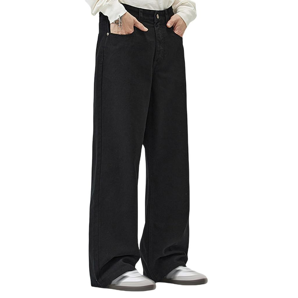 Мужские джинсы прямого кроя, мешковатые, легкие, с широкими штанинами, джинсовые брюки, повседневная мода, винтажные джинсы-клеш для мужчин